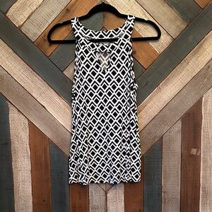 Navy & White Geometric Racerback Tank Top